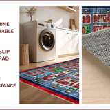 Ultra Soft Area Rug, Non Slip, Stain Resistant, Washable Area Rugs for Living Room, Bedroom, Colorful Cityscape Educational Rug(Red)
