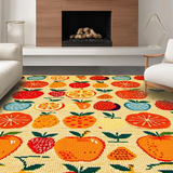 Ultra Soft Area Rug, Non Slip, Stain Resistant, Washable Area Rugs for Living Room, Bedroom, Sunny Tropical Aesthetic Design(Orange)