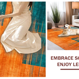 Ultra Soft Area Rug, Non Slip, Stain Resistant, Washable Area Rugs for Living Room, Bedroom, Chic Abstract Expressionist Style(Orange)