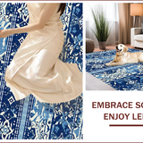 Ultra Soft Area Rug, Non Slip, Stain Resistant, Washable Area Rugs for Living Room, Bedroom, Elegant Blue and White Balcony Carpet(Blue)