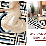 Ultra Soft Area Rug, Non Slip, Stain Resistant, Washable Area Rugs for Living Room, Bedroom, Vivid Geometric Fantasy Motif(Black)