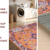 Ultra Soft Area Rug, Non Slip, Stain Resistant, Washable Area Rugs for Living Room, Bedroom, Lively Geometric Motif in Warm Tones(Orange)