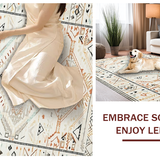 Ultra Soft Area Rug, Non Slip, Stain Resistant, Washable Area Rugs for Living Room, Bedroom, Trendy Vintage Symmetrical Elements(Beige)