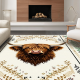 Ultra Soft Area Rug, Non Slip, Stain Resistant, Washable Area Rugs for Living Room, Bedroom, Warm Toned Festive Motif(Brown)