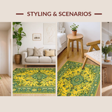 Ultra Soft Area Rug, Non Slip, Stain Resistant, Washable Area Rugs for Living Room, Bedroom, Chic Soft Colorful Print(Yellow)