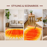 Ultra Soft Area Rug, Non Slip, Stain Resistant, Washable Area Rugs for Living Room, Bedroom, Funky Abstract Sunburst Aesthetic(Yellow)