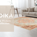 Ultra Soft Area Rug, Non Slip, Stain Resistant, Washable Area Rugs for Living Room, Bedroom, Classic Medallion Rug in Apricot and Rust(Gray)