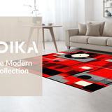 Ultra Soft Area Rug, Non Slip, Stain Resistant, Washable Area Rugs for Living Room, Bedroom, Contemporary Abstract Soundwave Design(Red)