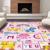 Ultra Soft Area Rug, Non Slip, Stain Resistant, Washable Area Rugs for Living Room, Bedroom, Fun Engaging Cartoon Character Motif(Pink)