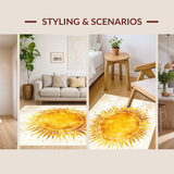 Ultra Soft Area Rug, Non Slip, Stain Resistant, Washable Area Rugs for Living Room, Bedroom, Vibrant Sunburst Abstract Aesthetic(Gold)