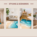Ultra Soft Area Rug, Non Slip, Stain Resistant, Washable Area Rugs for Living Room, Bedroom, Ocean Wave Polyester Dorm Room Floor Mat(Blue)