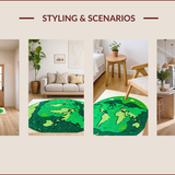 Ultra Soft Area Rug, Non Slip, Stain Resistant, Washable Area Rugs for Living Room, Bedroom, Circular Earth-Themed Rug for Playroom Learning Spaces(Green)