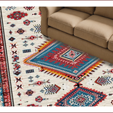 Ultra Soft Area Rug, Non Slip, Stain Resistant, Washable Area Rugs for Living Room, Bedroom, Vibrant Tribal Geometric Motif(White)
