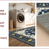 Ultra Soft Area Rug, Non Slip, Stain Resistant, Washable Area Rugs for Living Room, Bedroom, Rustic Gold and Blue Patterned Motif(Blue)