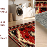 Ultra Soft Area Rug, Non Slip, Stain Resistant, Washable Area Rugs for Living Room, Bedroom, Elegant Transitional Red Patterns(Red)