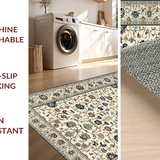 Ultra Soft Area Rug, Non Slip, Stain Resistant, Washable Area Rugs for Living Room, Bedroom, Dynamic Greenery Patterned Accent(Beige)