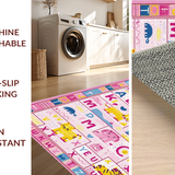 Ultra Soft Area Rug, Non Slip, Stain Resistant, Washable Area Rugs for Living Room, Bedroom, Fun Engaging Cartoon Character Motif(Pink)