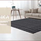 Ultra Soft Area Rug, Non Slip, Stain Resistant, Washable Area Rugs for Living Room, Bedroom, Sleek Monochrome Geometric Texture(Black)