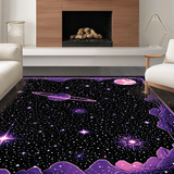 Ultra Soft Area Rug, Non Slip, Stain Resistant, Washable Area Rugs for Living Room, Bedroom, Cosmic Whimsical Star Motif(Purple)