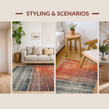 Ultra Soft Area Rug, Non Slip, Stain Resistant, Washable Area Rugs for Living Room, Bedroom, Soft Ombre Gradient Rug Rustic Multi-Hue Distressed Abstract Patterns(Orange)