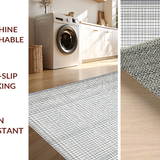 Ultra Soft Area Rug, Non Slip, Stain Resistant, Washable Area Rugs for Living Room, Bedroom, Sleek Black and White Tiled Design(Gray)