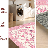 Ultra Soft Area Rug, Non Slip, Stain Resistant, Washable Area Rugs for Living Room, Bedroom, Serene Minimalist Floral Touch(Ivory)