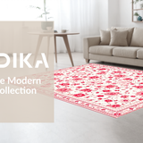 Ultra Soft Area Rug, Non Slip, Stain Resistant, Washable Area Rugs for Living Room, Bedroom, Vibrant Retro Blossom Design(White)