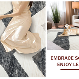 Ultra Soft Area Rug, Non Slip, Stain Resistant, Washable Area Rugs for Living Room, Bedroom, Sleek Abstract Gray Tones Design(Black)