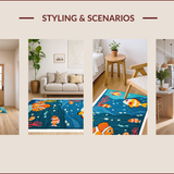 Ultra Soft Area Rug, Non Slip, Stain Resistant, Washable Area Rugs for Living Room, Bedroom, Colorful Sea Animals Kids Playroom Washable Rug(Blue)