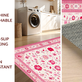 Ultra Soft Area Rug, Non Slip, Stain Resistant, Washable Area Rugs for Living Room, Bedroom, Charming Floral Playful Aesthetic(White)