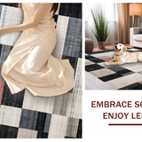 Ultra Soft Area Rug, Non Slip, Stain Resistant, Washable Area Rugs for Living Room, Bedroom, Classic Tiled Geometric Harmony(Gray)