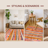 Ultra Soft Area Rug, Non Slip, Stain Resistant, Washable Area Rugs for Living Room, Bedroom, Stylish Trellis Print in Vibrance(Orange)