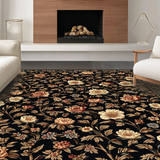 Ultra Soft Area Rug, Non Slip, Stain Resistant, Washable Area Rugs for Living Room, Bedroom, Luxurious Abstract Floral Fusion(Black)