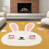 Ultra Soft Area Rug, Non Slip, Stain Resistant, Washable Area Rugs for Living Room, Bedroom, Playful Bunny Silhouette Spring Design(Gold)