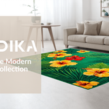 Ultra Soft Area Rug, Non Slip, Stain Resistant, Washable Area Rugs for Living Room, Bedroom, Lively Tiled Tropical Composition(Green)