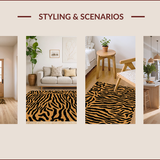 Ultra Soft Area Rug, Non Slip, Stain Resistant, Washable Area Rugs for Living Room, Bedroom, Chic Modern Zebra and Leopard Pattern Area Rug(Brown)