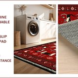 Ultra Soft Area Rug, Non Slip, Stain Resistant, Washable Area Rugs for Living Room, Bedroom, Red Bandana Cat Rug Playful Pet-Friendly Indoor Bathroom Carpet(Red)