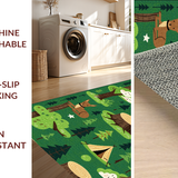 Ultra Soft Area Rug, Non Slip, Stain Resistant, Washable Area Rugs for Living Room, Bedroom, Dynamic Scenic Mountain Landscape(Green)
