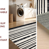 Ultra Soft Area Rug, Non Slip, Stain Resistant, Washable Area Rugs for Living Room, Bedroom, Black and White Striped Rug, Modern Design(Black)