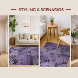 Ultra Soft Area Rug, Non Slip, Stain Resistant, Washable Area Rugs for Living Room, Bedroom, Whimsical Diamond Floral Arrangement(Purple)