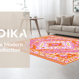 Ultra Soft Area Rug, Non Slip, Stain Resistant, Washable Area Rugs for Living Room, Bedroom, Transitional Patterned Warmth and Color(Orange)