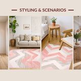 Ultra Soft Area Rug, Non Slip, Stain Resistant, Washable Area Rugs for Living Room, Bedroom, Serene Elegant Neutral Tones Design(Pink)
