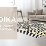 Ultra Soft Area Rug, Non Slip, Stain Resistant, Washable Area Rugs for Living Room, Bedroom, Modern Contrast Layered Stripe Rug Featuring Alternating Black and White Bands(Black)