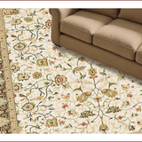 Ultra Soft Area Rug, Non Slip, Stain Resistant, Washable Area Rugs for Living Room, Bedroom, Chic Classic Botanical Motif(Beige)