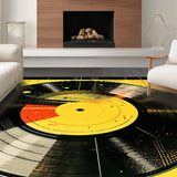 Ultra Soft Area Rug, Non Slip, Stain Resistant, Washable Area Rugs for Living Room, Bedroom, Artistic Retro Sound Pattern(Yellow)