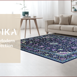 Ultra Soft Area Rug, Non Slip, Stain Resistant, Washable Area Rugs for Living Room, Bedroom, Eclectic Multicolor Floral Motif(Blue)
