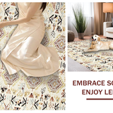 Ultra Soft Area Rug, Non Slip, Stain Resistant, Washable Area Rugs for Living Room, Bedroom, Artful Luxurious Floral Weave(Beige)