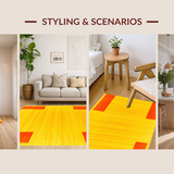 Ultra Soft Area Rug, Non Slip, Stain Resistant, Washable Area Rugs for Living Room, Bedroom, Playful Retro Dynamic Shapes(Yellow)