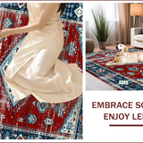 Ultra Soft Area Rug, Non Slip, Stain Resistant, Washable Area Rugs for Living Room, Bedroom, Rustic Red Medallion Design(Red)