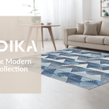 Ultra Soft Area Rug, Non Slip, Stain Resistant, Washable Area Rugs for Living Room, Bedroom, Contemporary Blue Grey Geometric Design(Blue)